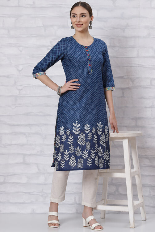 Indigo Straight Kurta image number 5